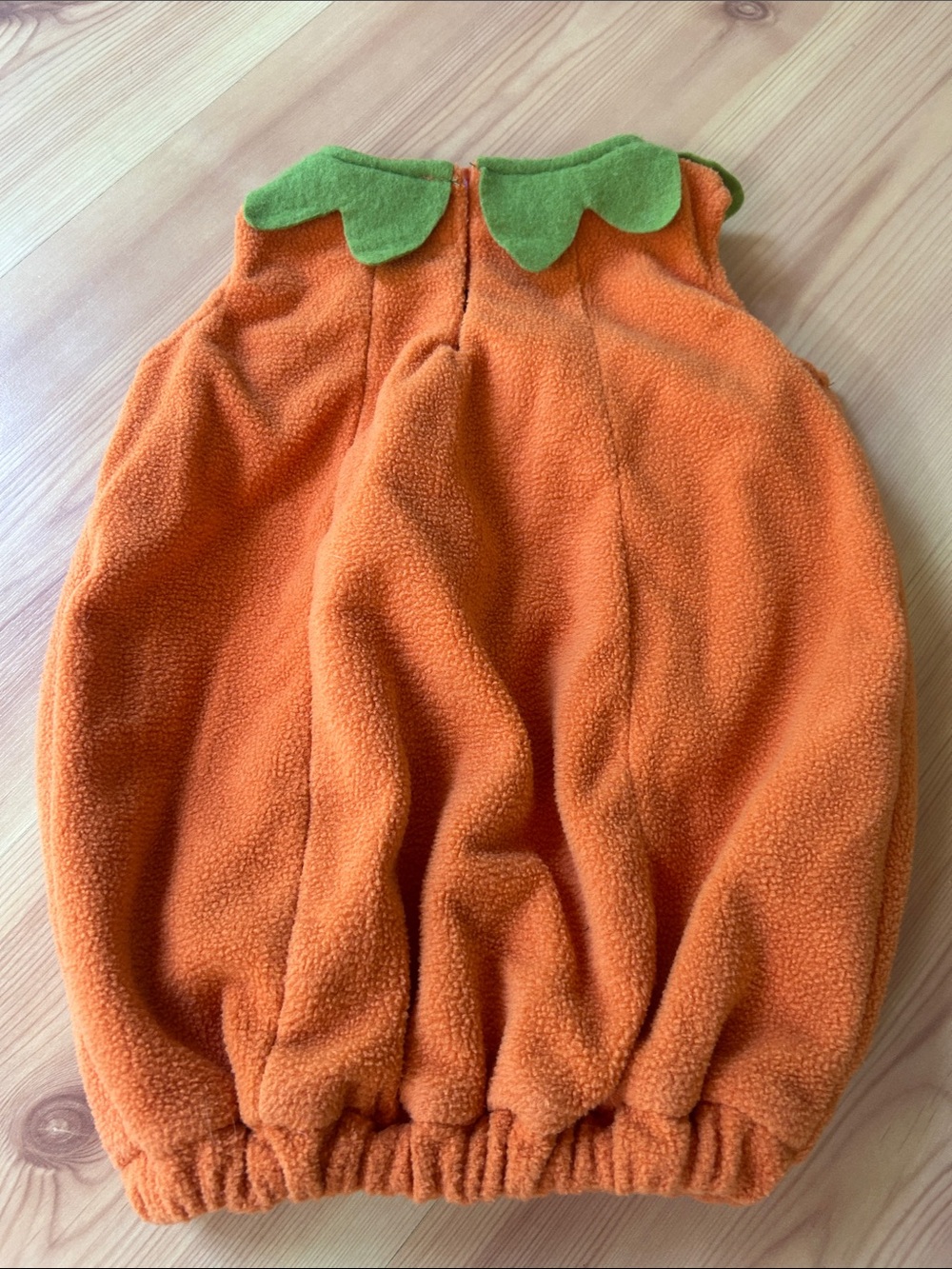 Pottery Barn Kids Orange Pumpkin Costume with Green Leaf Collar and Hat - Picture 9 of 9